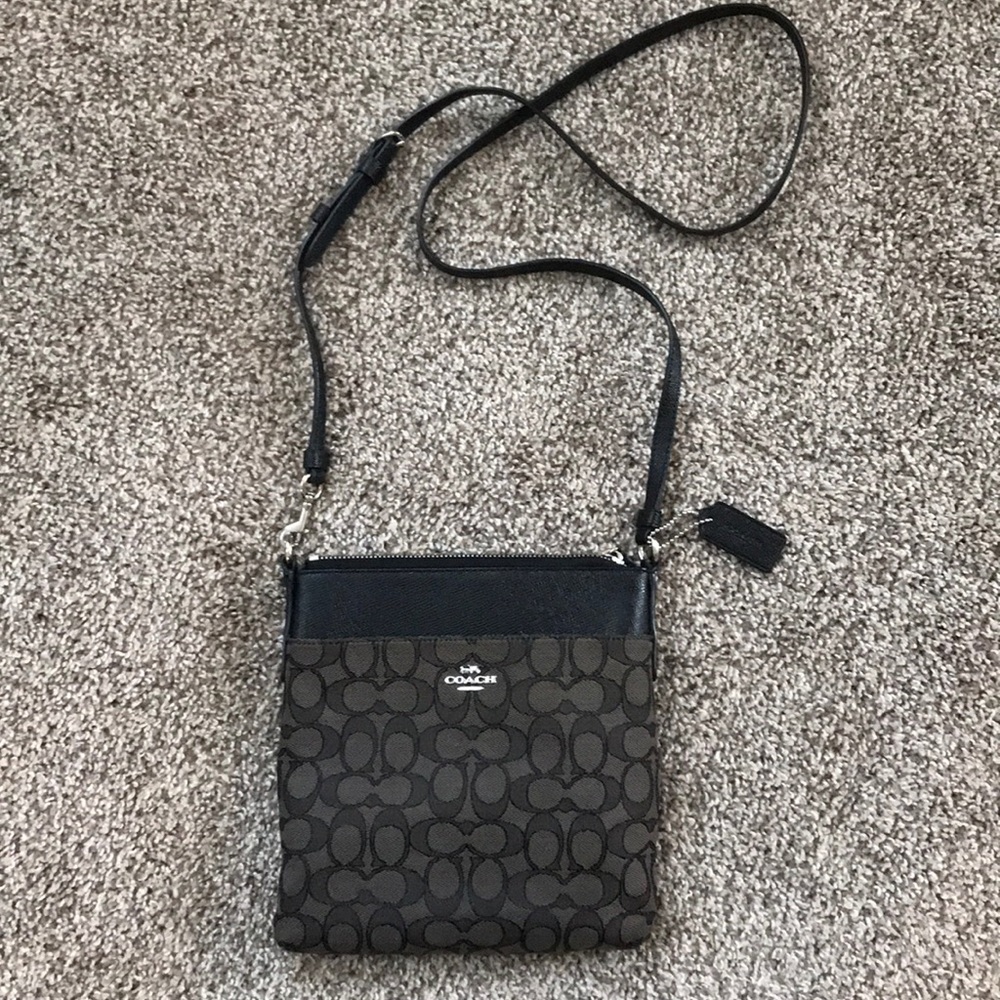 Coach Black and Grey Messenger Crossbody Purse
